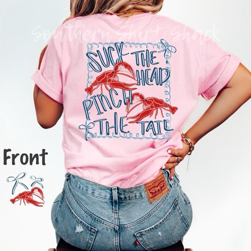 Preppy Crawfish Season Graphic Tee | Blossom comfort colors t shirt | Suck the Head Pinch the Tail Hoodie Sweatshirt