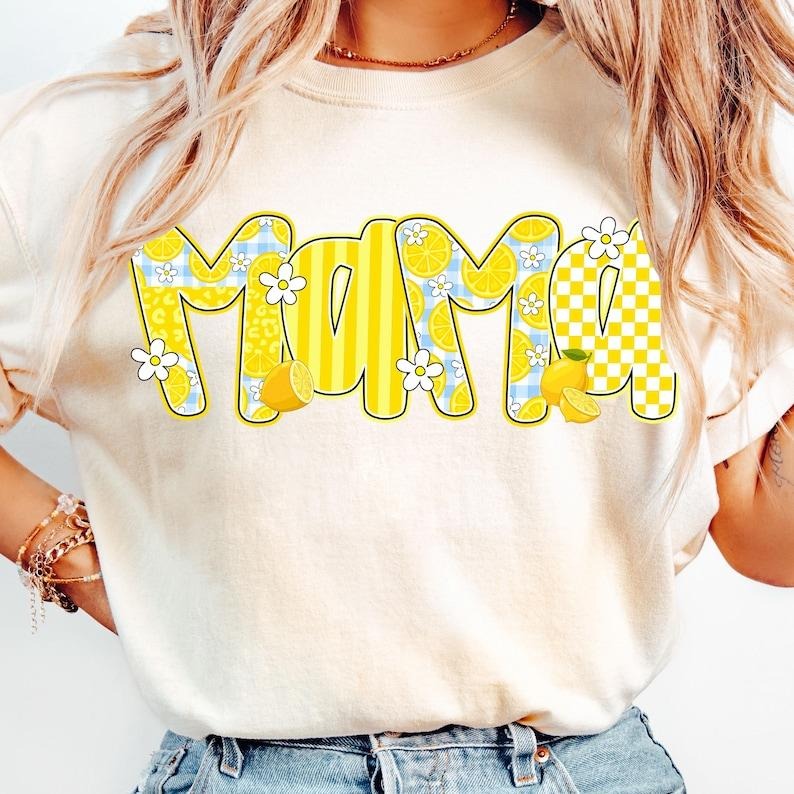 Preppy Mama Lemon Tshirt, Cute Lemon Floral Mama Shirt, Mothers Day Tee, Summer Mama, Mom Summer T-Shirt Hoodie Sweatshirt