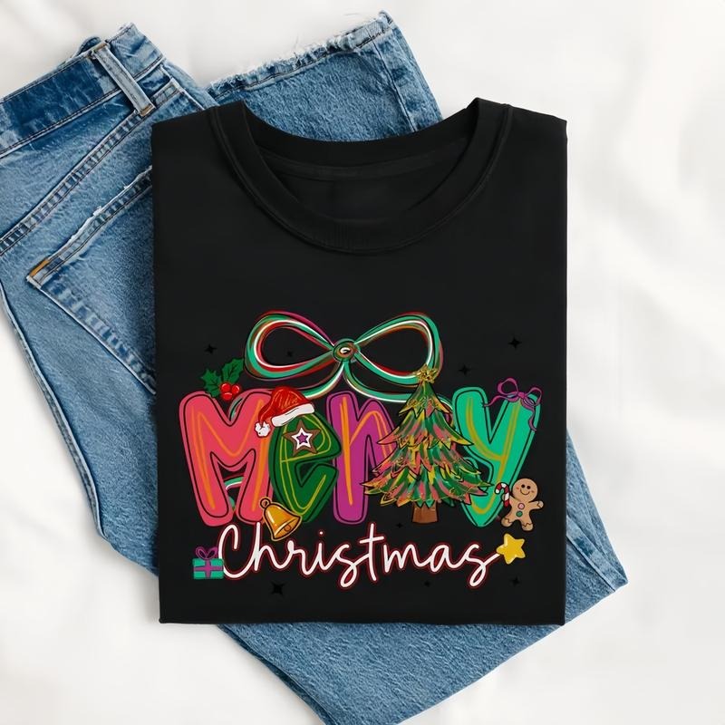 Preppy Merry Christmas Shirt, Retro Christmas Tee, Christmas Tree Bow Shirt, Christmas Tree Shirt, Womens Holiday Shirt,...