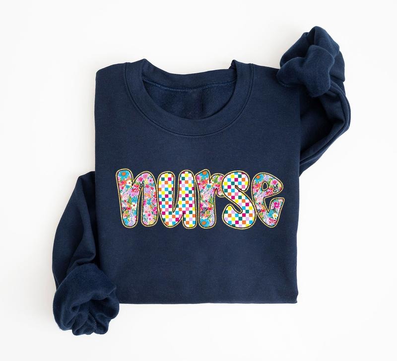 Preppy Nurse Floral Sweatshirt, Bundle, Boho Floral Nurse Shirt, Preppy Nurse ER RN NICU Floral Shirts, Nursing Checkered...