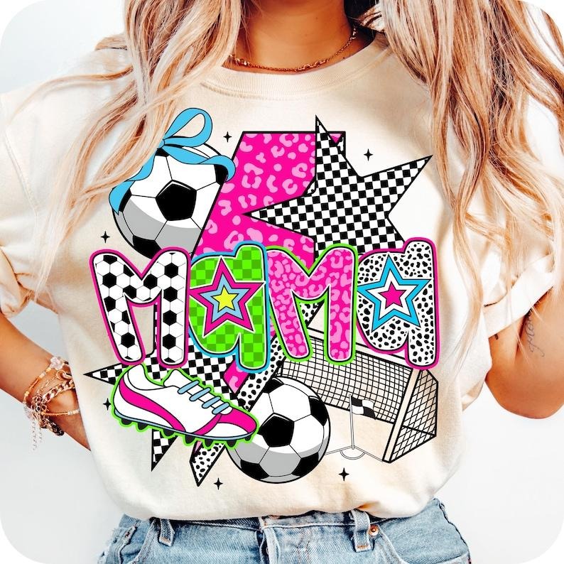 Preppy Soccer Mama Brushstroke Lightning Coquette Game Day T-Shirt Hoodie Sweatshirt | PrintMintTees.com