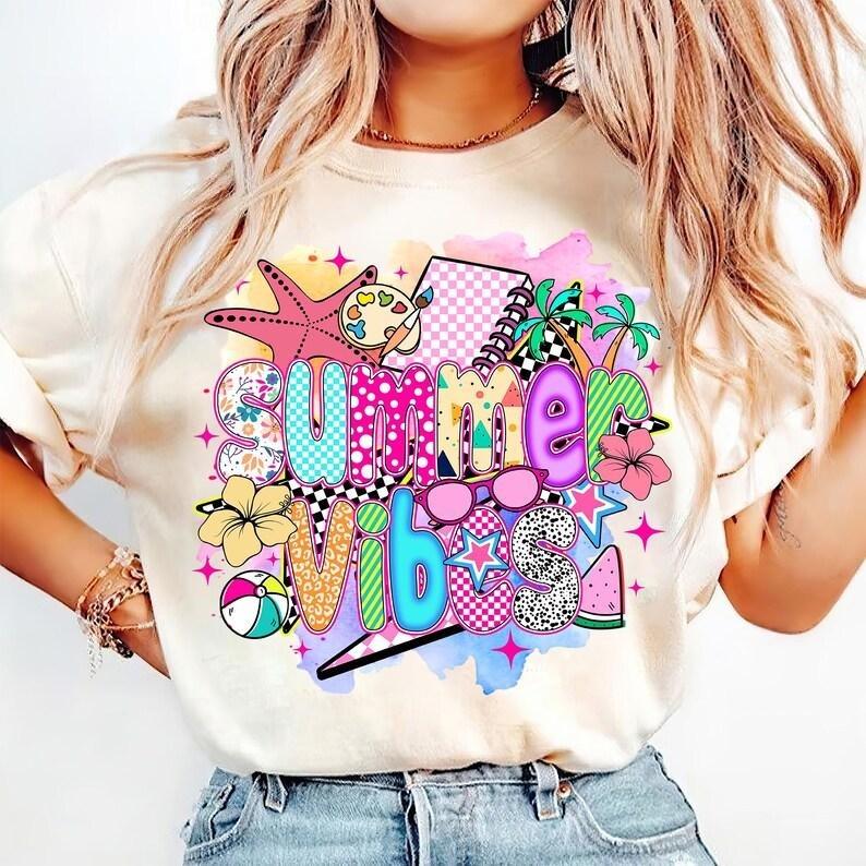 Preppy Summer Vibes Retro Beach Hello Checkered Trendy Brushstroke T-Shirt Hoodie Sweatshirt | PrintMintTees.com