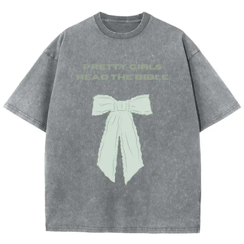 Pretty Girls Read The Blble Unisex Washed T-Shirt, Christian Jesus  t shirts, Vintage 90s Graphic Tee Gift Top Womenswear...