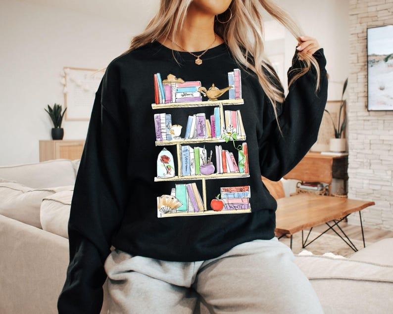 Princess Book Shirt,  Teacher Librarian Shirt,  Book Lover Shirt, Belle's Library Shirt, y Book Worm Hoodie Sweatshirt