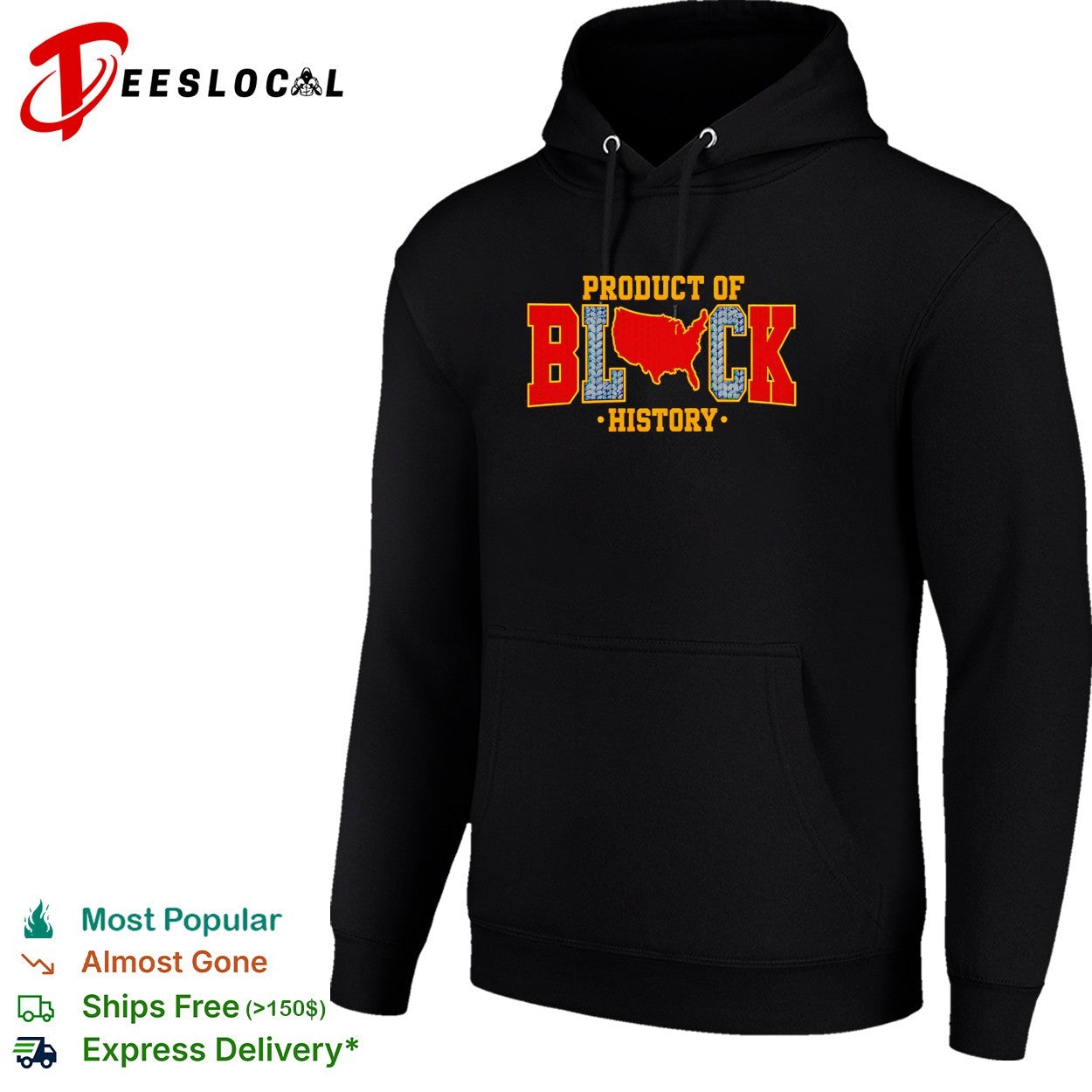 Product of Black History map of the United States USA knit texture style shirt