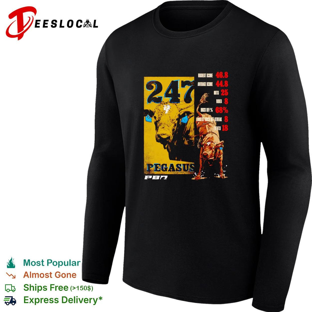 Professional Bull Riders 247 Pegasus bucking bull stats shirt