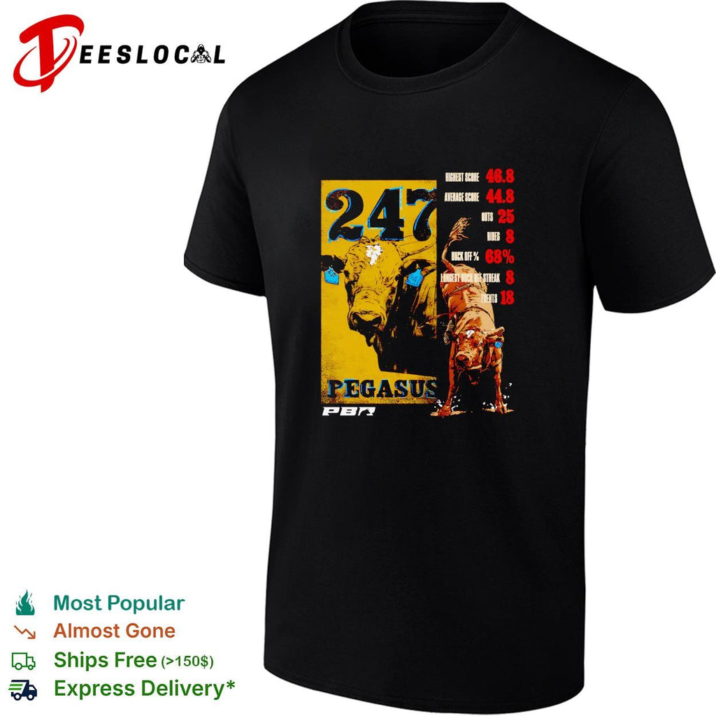 Professional Bull Riders 247 Pegasus bucking bull stats shirt