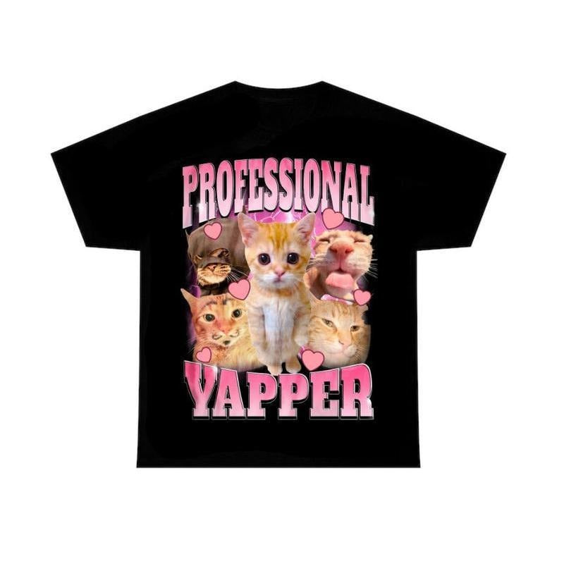 Professional Yapper Shirt, Funny cat tee, Cute graphic tees Hoodie Sweatshirt | PrintMintTees.com