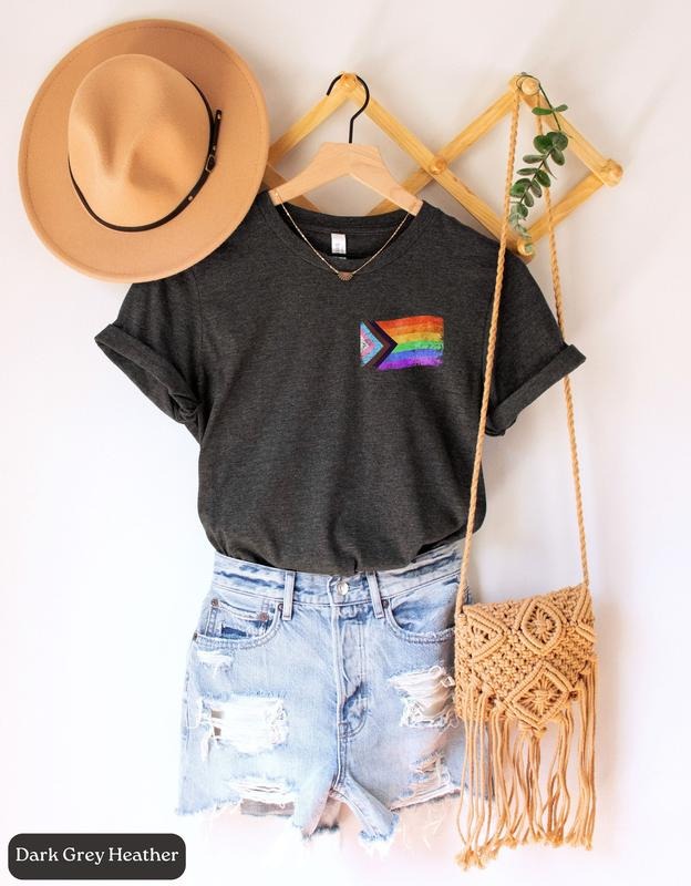 Progress Pride Flag Shirtsubtle Pride Shirtpride Outfitlgbtq Tshirtminimalist Pride Shirtally Shirtlgbt Pride Monthqueer...