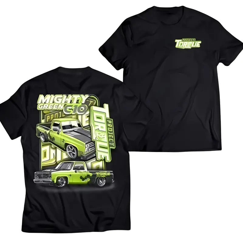 Project Torque Mighty Green C10 T-Shirt, Truck Shirts, Shirts For Men, Car Merch, Menswear Hoodie Sweatshirt