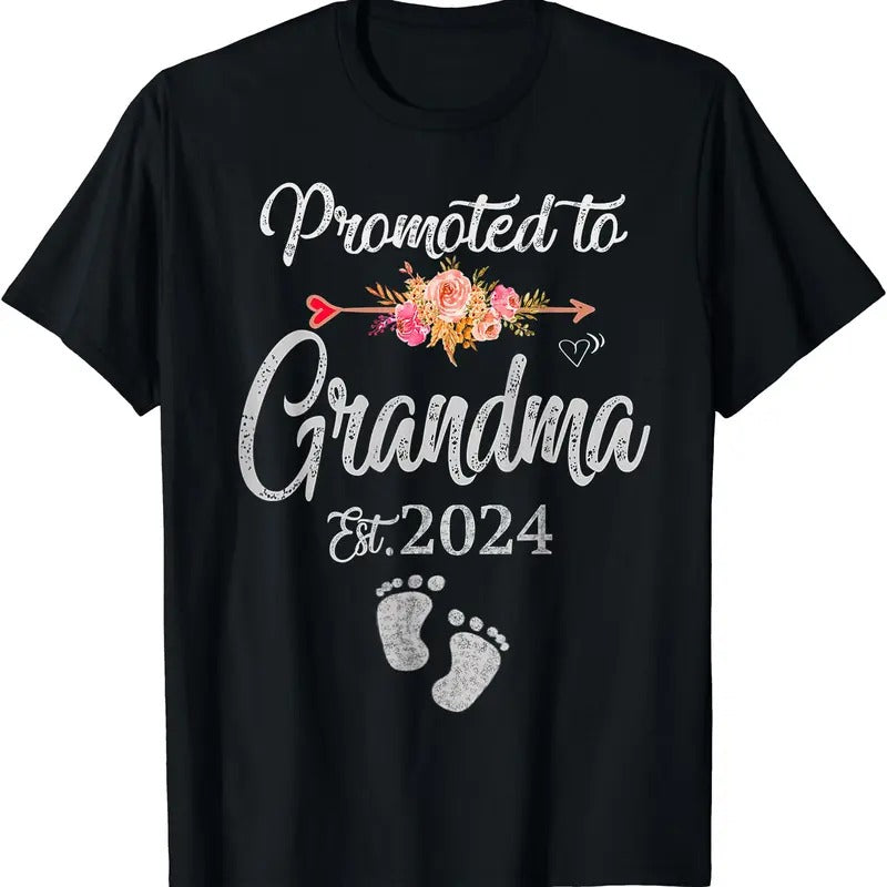 Promoted to Grandma Est 2024 Flower Mother's Day New Grandma T-Shirt Hoodie, Sweatshirt | PrintMintTees.com