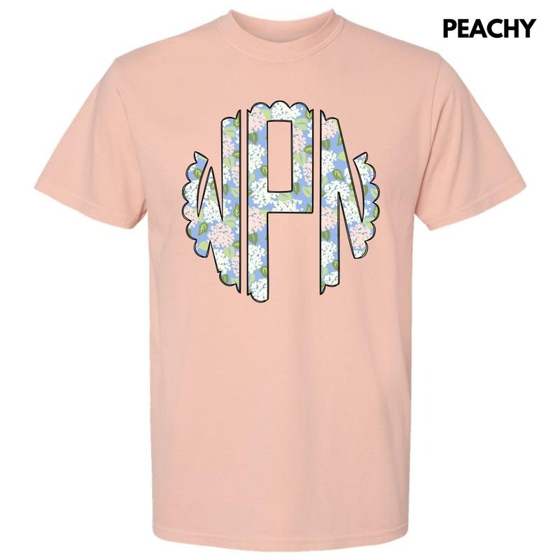 Proper Floral Monogram Comfort Colors T-Shirt 'NLB' Hoodie, Sweatshirt | PrintMintTees.com