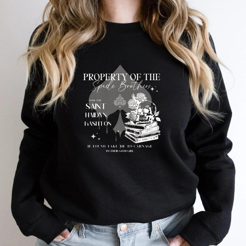 Property Spade Brothers Smut Shirt Carnage Dark Romance Smut Reader Shirt Spicy Book Club Shirt Bookish Book Lover Tops Shirt Hoodie Sweatshirt