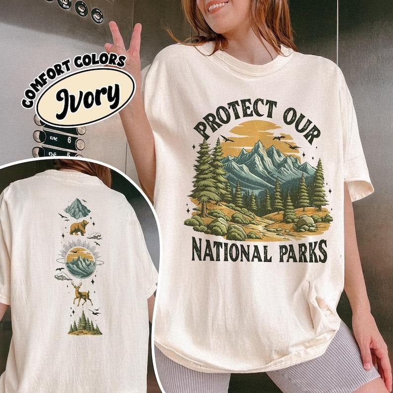 Protect Our National Parks Comfort Colors Shirt, Protect Our Parks 2 Sided Tee, Support Public Lands, Apparel for Nature...
