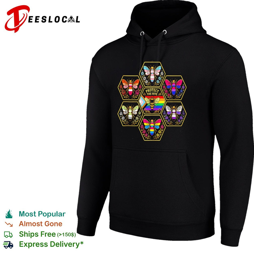 Protect the hive Pride flag bees LGBTQ rainbow shirt