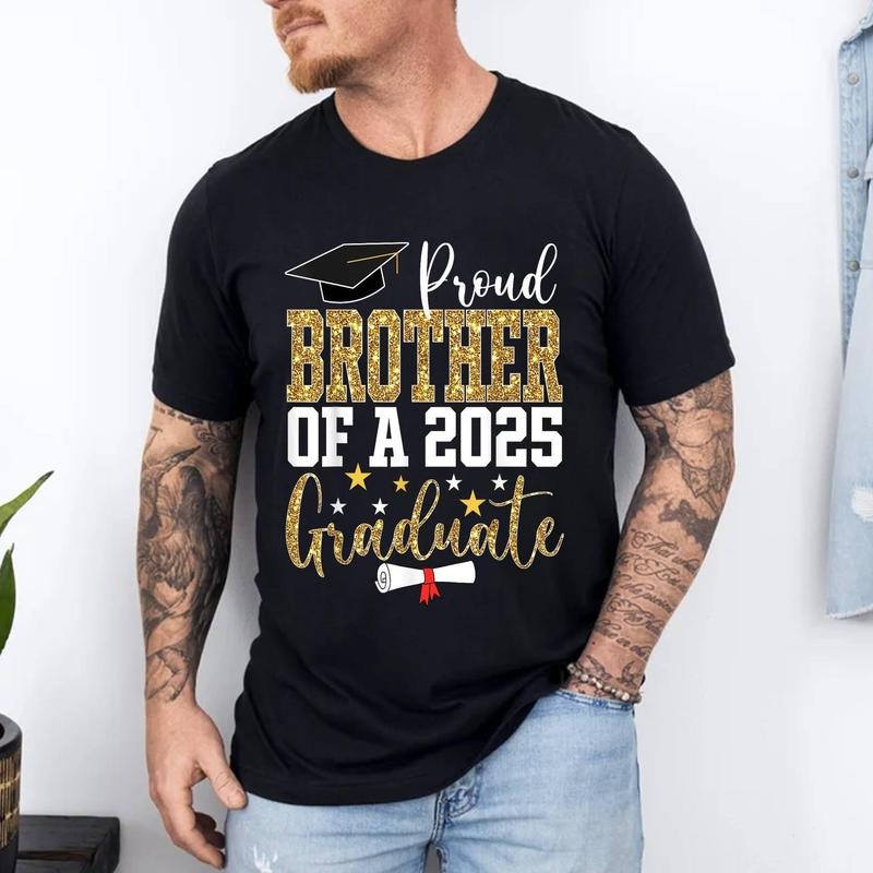 Proud Brother 2025 Graduate Brother Graduation 2025 Cotton Short Sleeve Size S 3XL T-Shirts, Hoodie, Sweatshirt