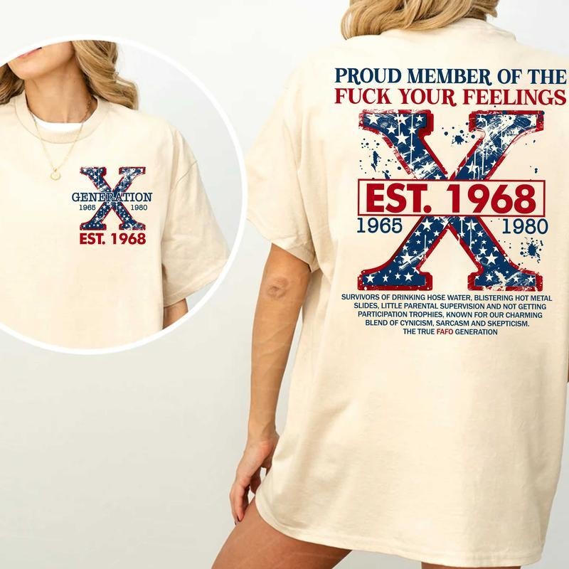 Proud Gen X Member Customized Year Shirt - Cream Cotton Top - All Sizes Available Hoodie Sweatshirt | PrintMintTees.com