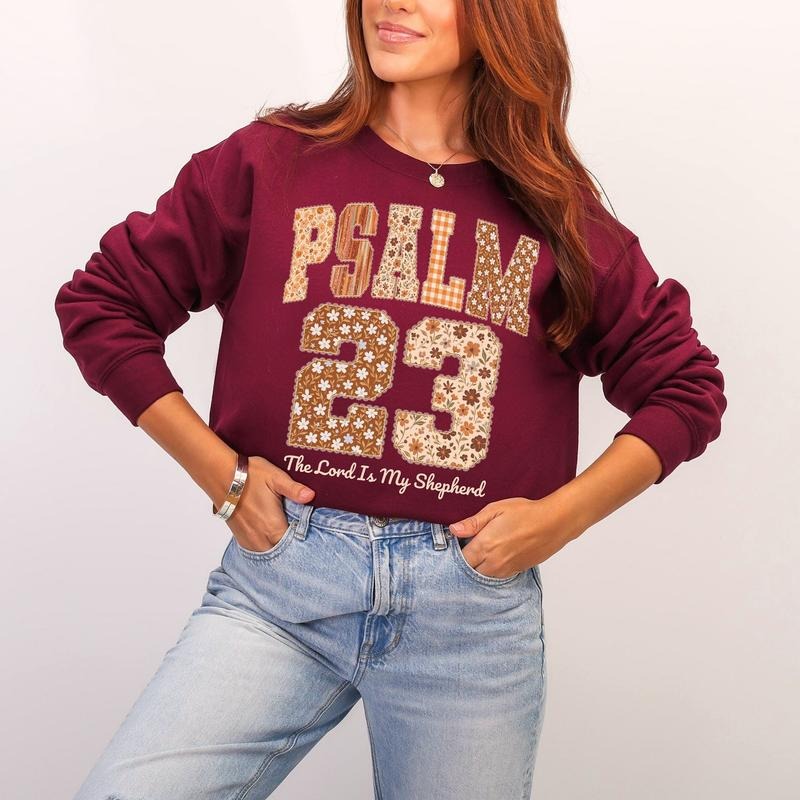 Psalm 23, The Lord Is My Shepherd, Bible Verse Thanksgiving Christian Graphic Sweatshirt Casual Fleece Sweatshirt Tops...