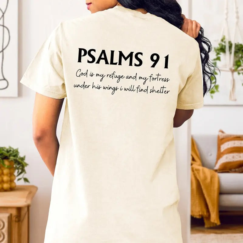 Psalm 91 T Shirt Bible Verse T-shirt Christian Shirt Women's Religious Shirt Faith Based Shirt Jesus Shirt Hoodie Sweatshirt