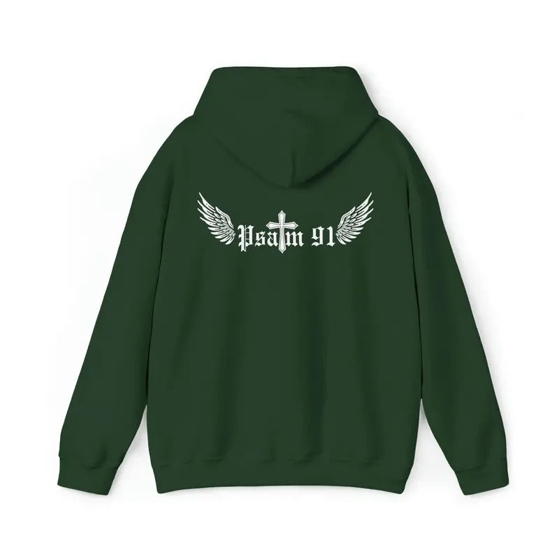 Psalms 91 Hoodie Christian Shirt Unisex Bible Verse Jesus Christian Apparel Under His Wings Words On Back Hoodie...