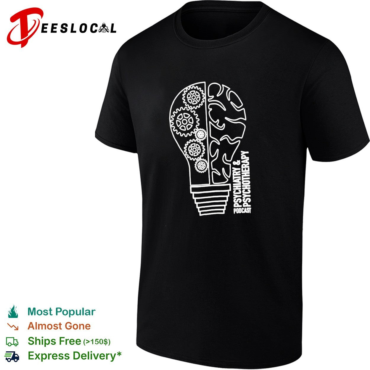 Psychiatry and Psychotherapy Podcast Brain Gear Light Bulb Logo Concept shirt