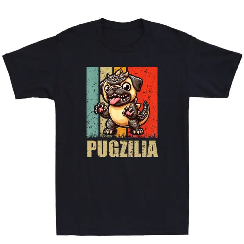 Pugzilla Pug Japanese Art Funny Pug Monster Parody Graphic Vintage Men's T-Shirt Hoodie, Sweatshirt | PrintMintTees.com