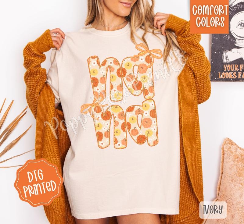 Pumpkin Nana Shirt Comfort Colors, Trendy Fall Tshirt Hoodie Sweatshirt | PrintMintTees.com