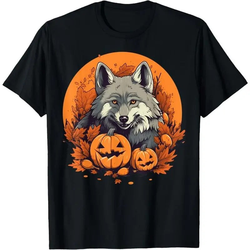 Pumpkin Wolf costume on Wolf Halloween T-Shirt Made in USA Hoodie Sweatshirt | PrintMintTees.com