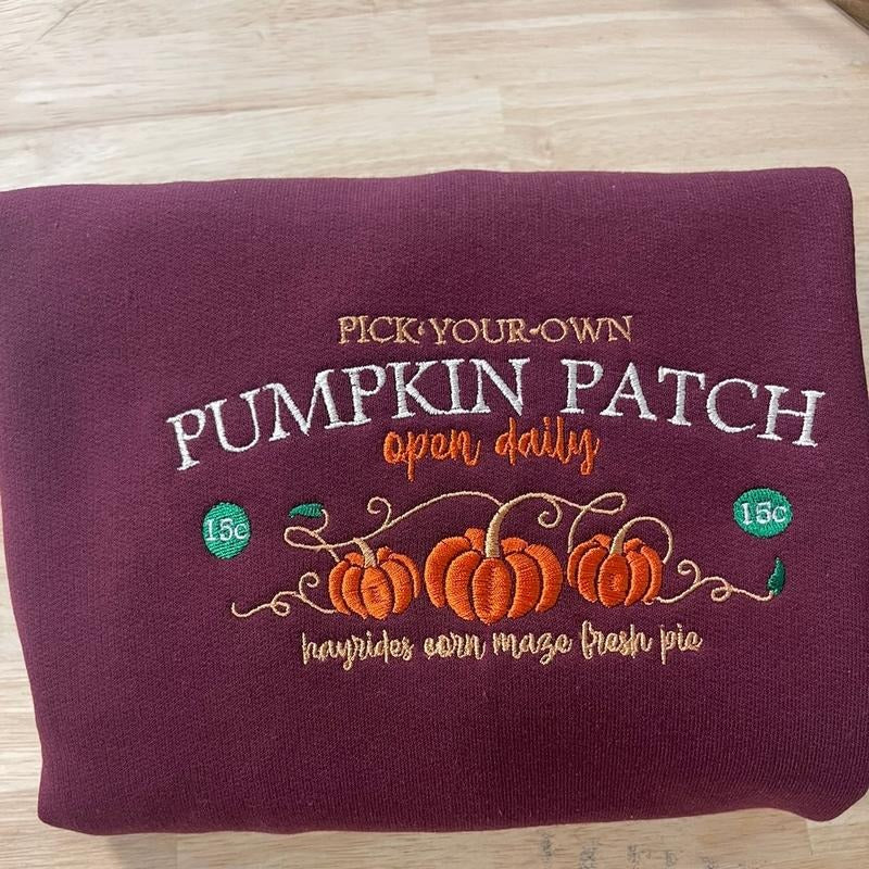 Pumpkin patch embroidered sweatshirt T-Shirts, Hoodie | PrintMintTees.com
