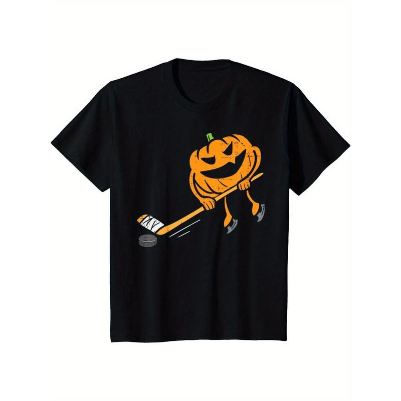 Pumpkin playing hockey funny Halloween costume sports T-shirt Made in USA Hoodie Sweatshirt | PrintMintTees.com