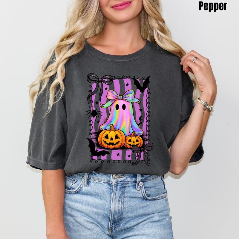 Pumpkins & Rainbow Ghost Comfort Colors T-Shirt 'NLB' Hoodie Sweatshirt | PrintMintTees.com