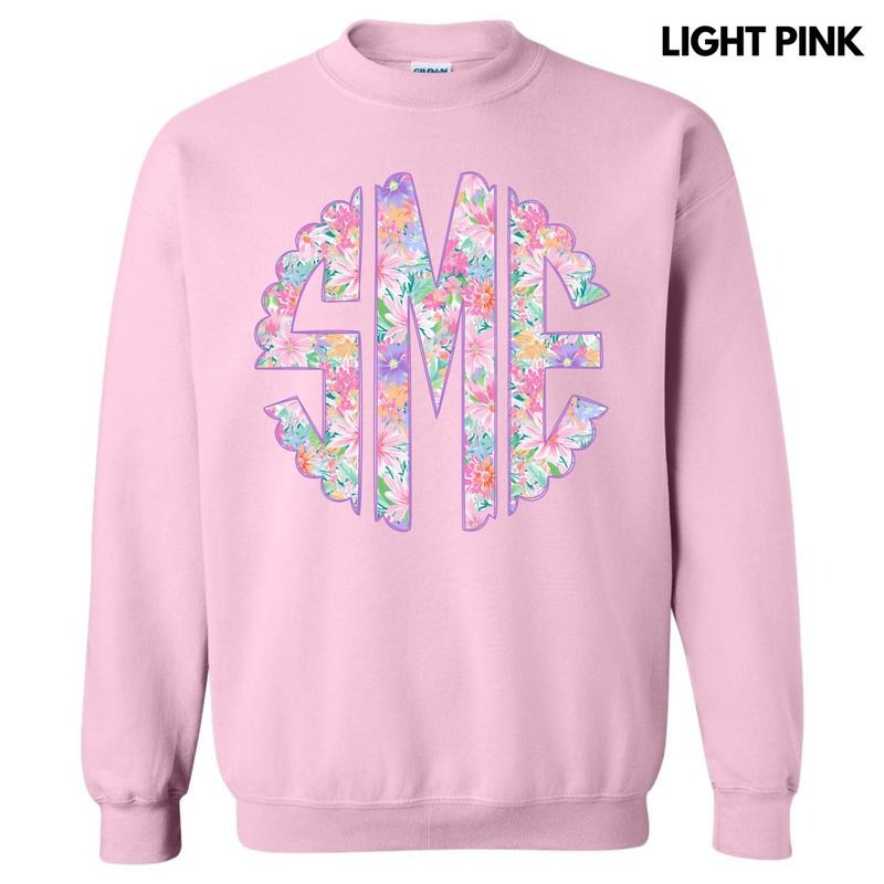 Purple Blossoms Monogram Sweatshirt 'NLB' Shirt Hoodie | PrintMintTees.com