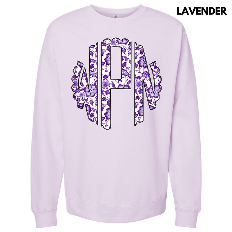 Purple Floral Monogram Sweatshirt 'NLB' T-Shirts, Hoodie | PrintMintTees.com