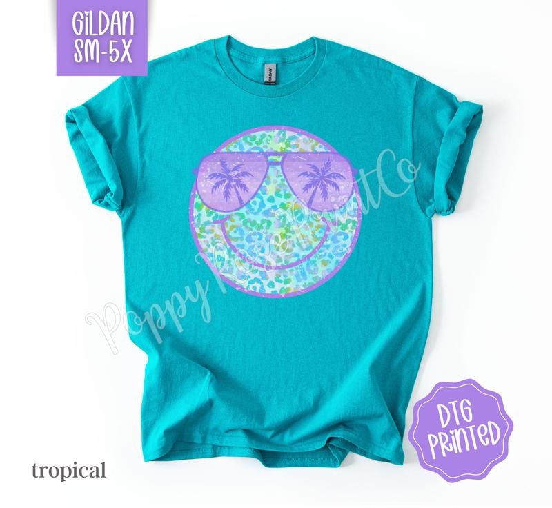 Purple Leopard Smiley Shirt Gildan Cute Summer Beach Swimsuit Cover Up T-Shirts, Hoodie, Sweatshirt