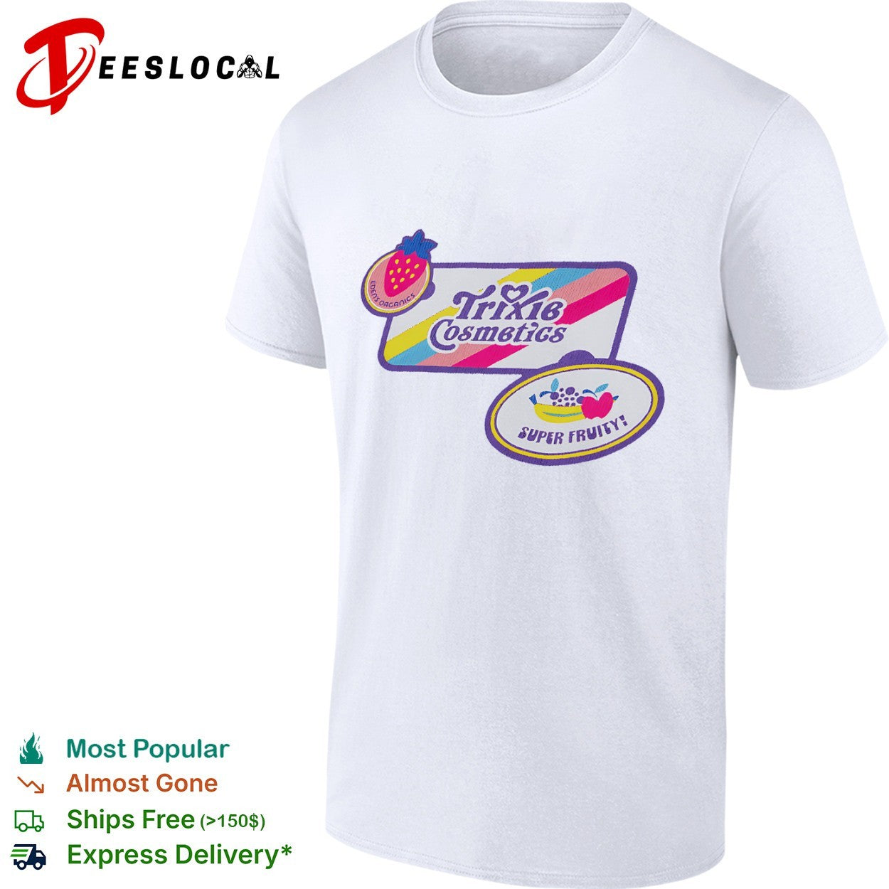 Queer all year patches including Fruit Distributing shirt