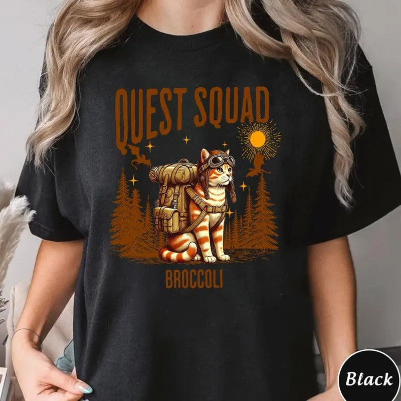 Quest Fantasy Squad Broccoli Funny Cat Shirt Hoodie Sweatshirt | PrintMintTees.com
