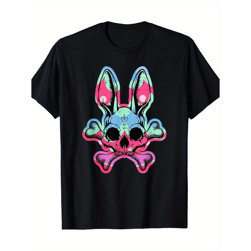 Rabbit Skull Crossbones Funny Easter Bunny Skeleton Rabbit T-Shirt, Men's T-Shirt, 220g made in usa Hoodie Sweatshirt