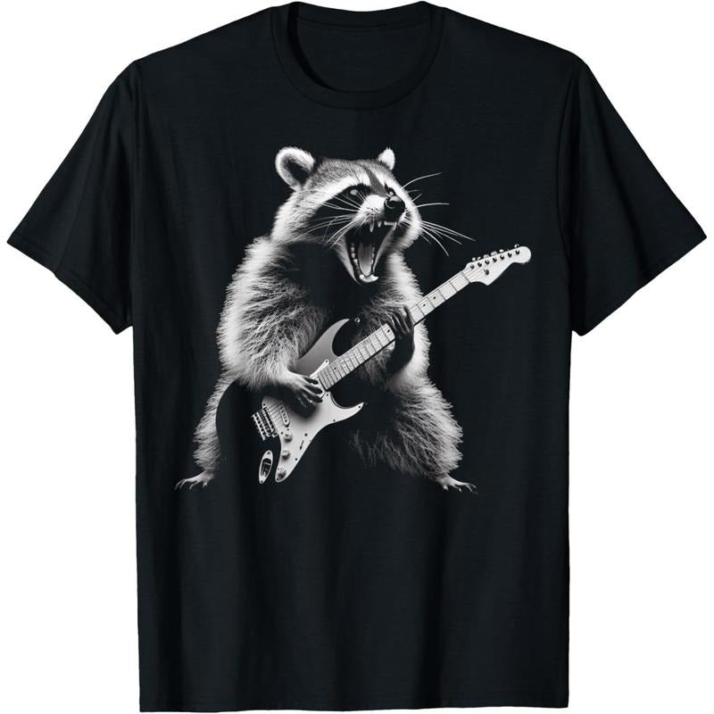 Raccoon Playing Guitar Rock and Roll Rock Star Men Women Kid T-Shirt made in us Hoodie Sweatshirt | PrintMintTees.com