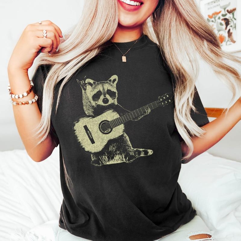 Raccoon Playing Guitar T-shirt Hoodie, Sweatshirt | PrintMintTees.com
