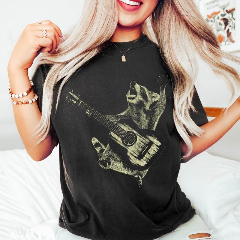 Raccoon Rocking Out T-shirt Hoodie, Sweatshirt | PrintMintTees.com