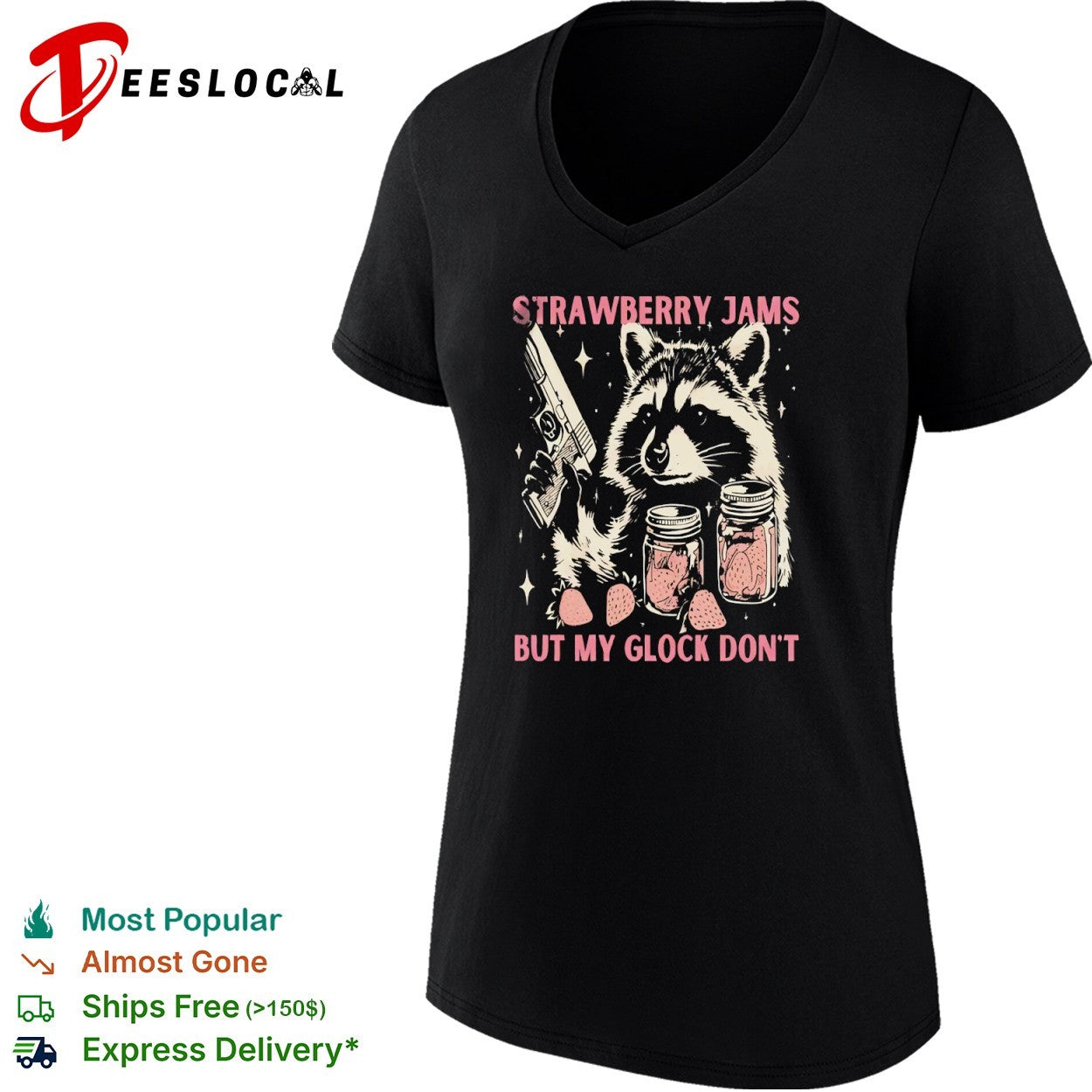 Raccoon armed animal strawberry jams but my Glock don’t shirt
