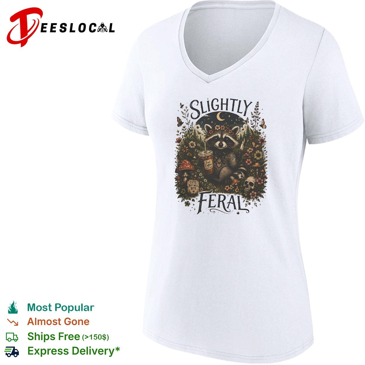 Raccoon sitting slightly feral shirt