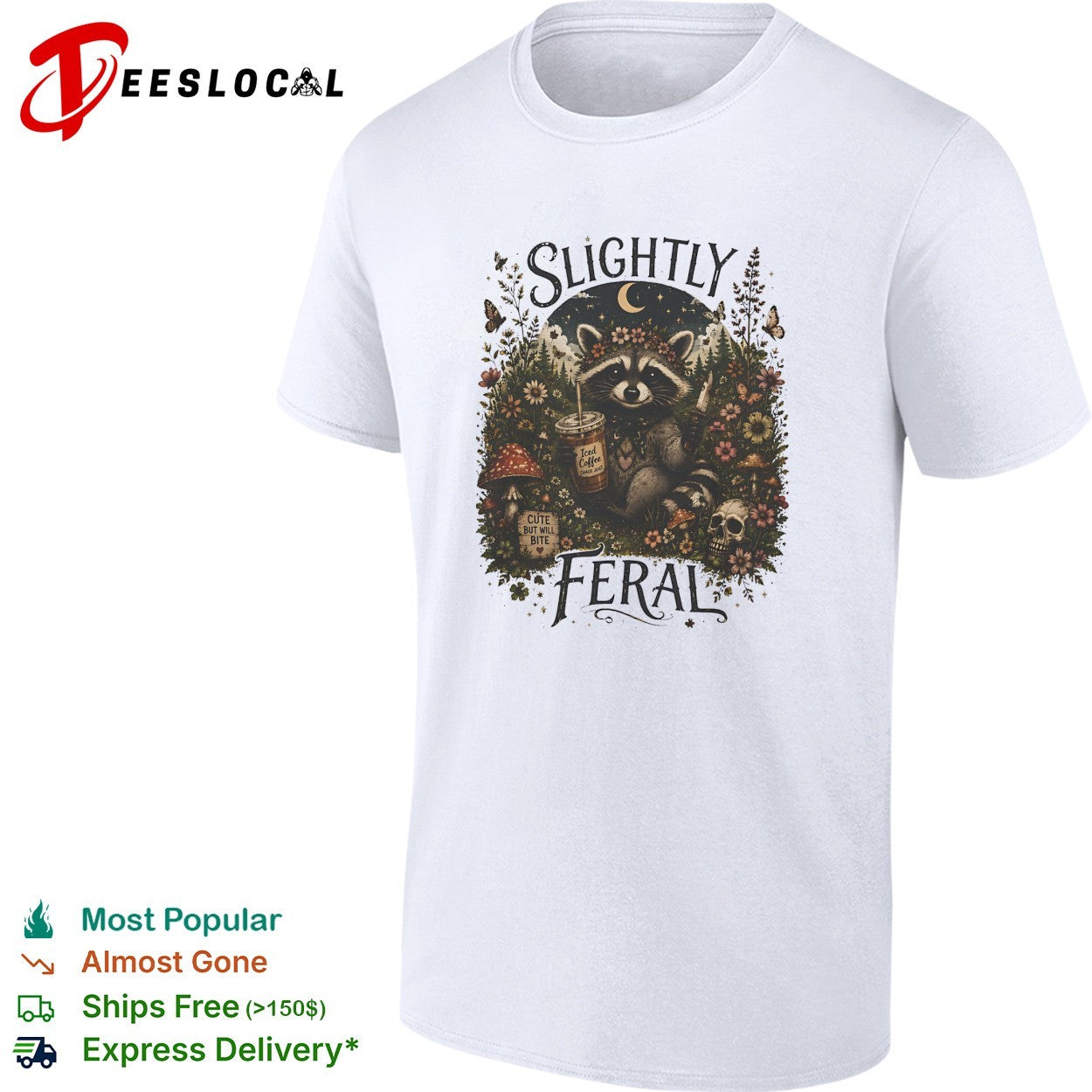 Raccoon sitting slightly feral shirt
