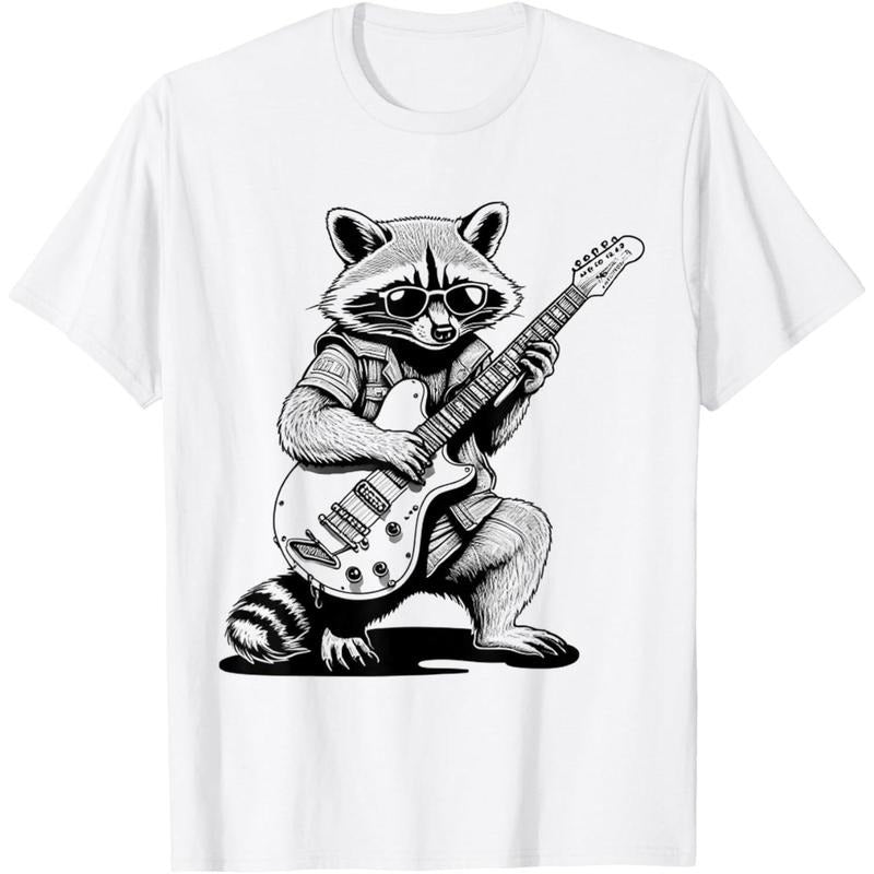 Racoon Playing Guitar Shirt Raccoon Rock Music Men Kids T-Shirt made in us Hoodie Sweatshirt | PrintMintTees.com