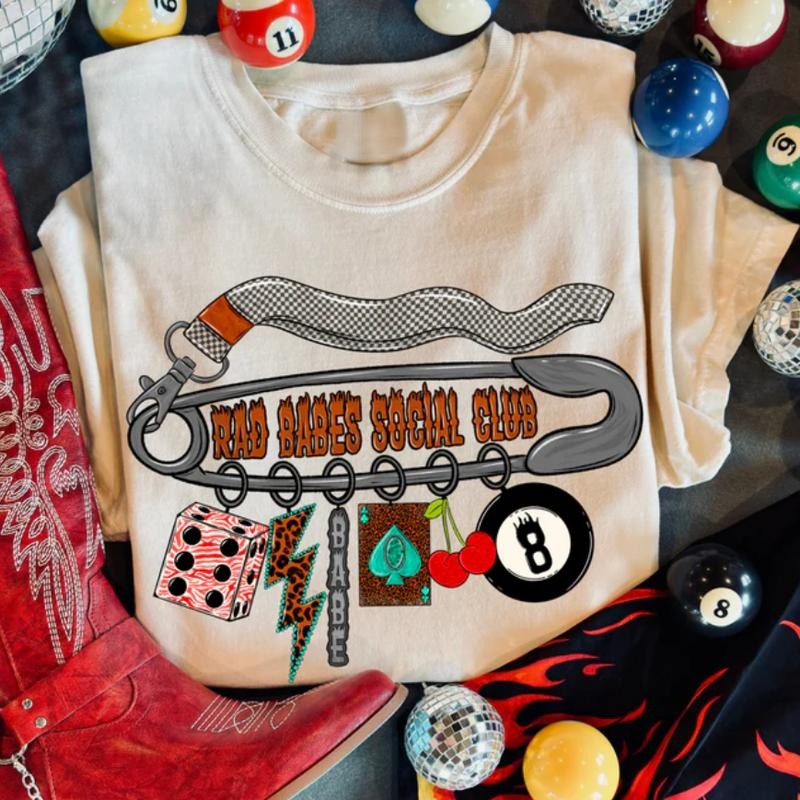 Rad Babes Safety Pin Shirt, vintage western graphic tees, western outfits women, women's graphic tees, western clothing,...