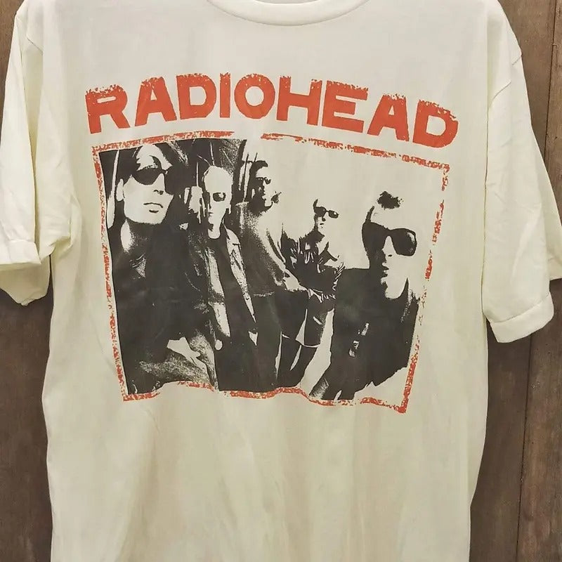 Radiohead Rock Band White Short Sleeve Cotton T-shirt Unisex S-3XL Menswear Top Hoodie Sweatshirt | PrintMintTees.com