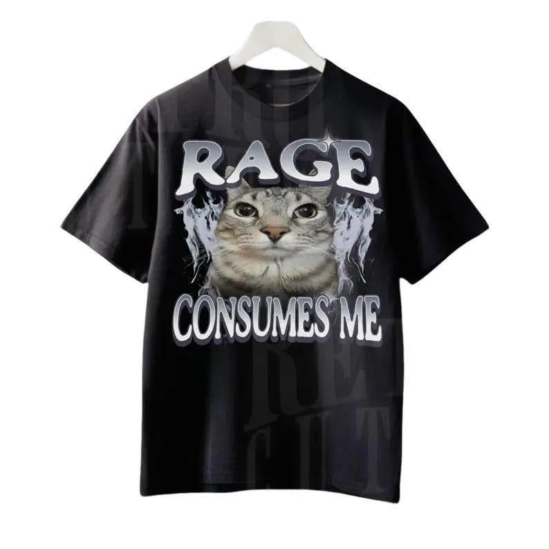 Rage Consumes Me Cat Tshirt, Funny Cat Meme T-Shirt, Vintage Unhinged Cat Tee, Silly Cat Graphic Shirt, Weird Humor...