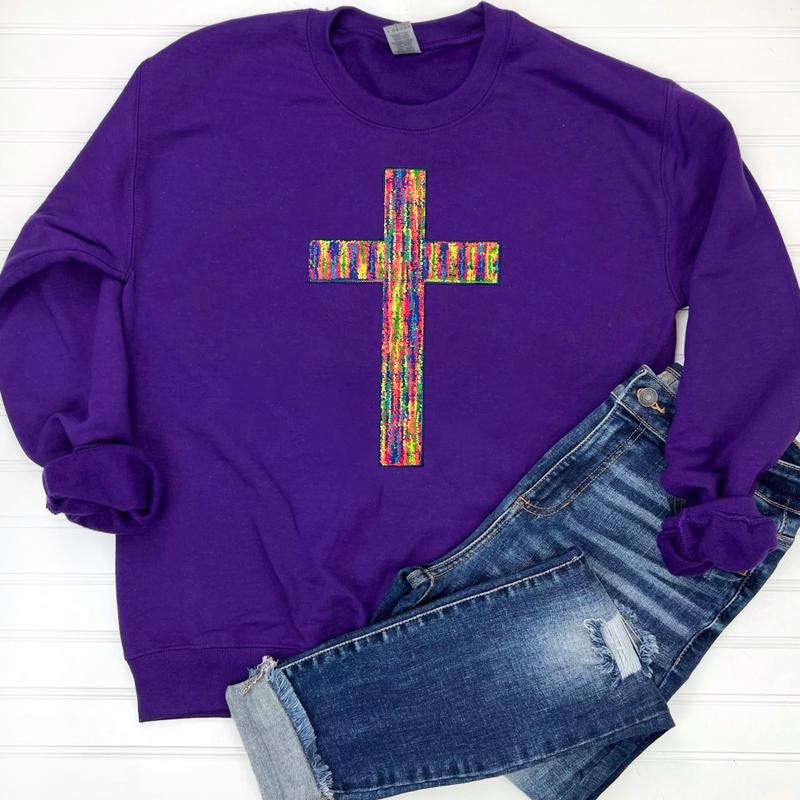 Rainbow Chenille Cross Patch PURPLE T-Shirts, Hoodie, Sweatshirt