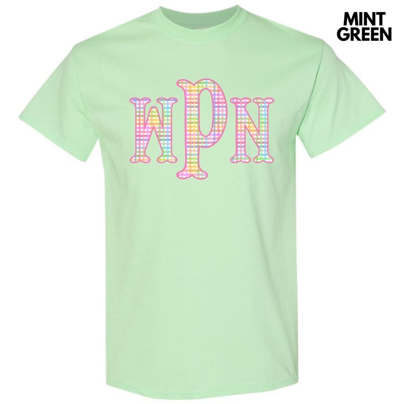 Rainbow Plaid Monogram Gildan Short Sleeve 'NLB' T-Shirts, Hoodie, Sweatshirt