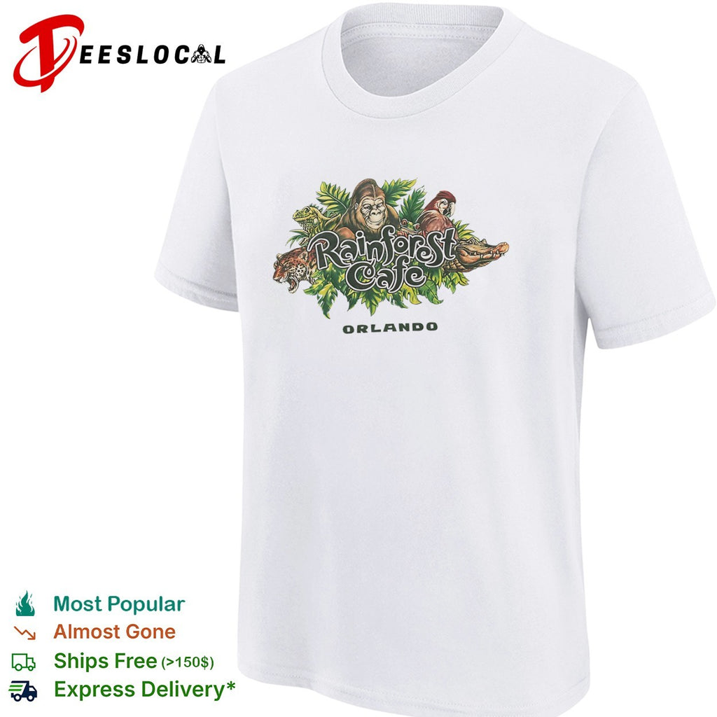 Rainforest Cafe Orlando Gorilla Parrot Jaguar Iguana Gator Tropical Jungle shirt